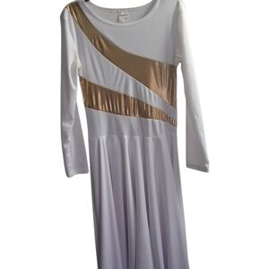 Elegant White and Gold Women's Dress
